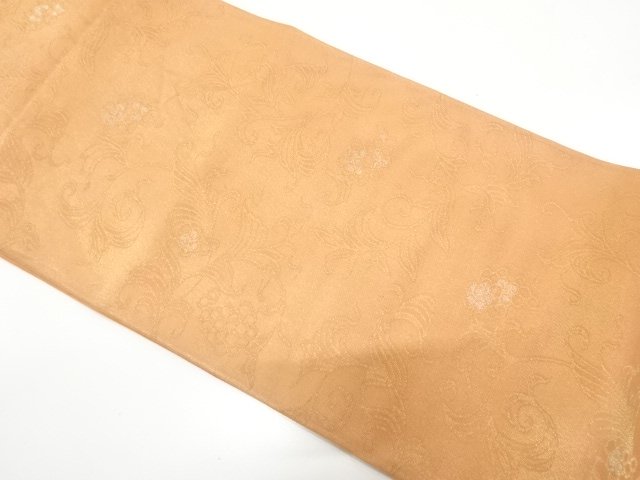 JAPANESE KIMONO / ANTIQUE SUMMER FUKURO OBI / SILK / WOVEN FLORAL ARABESQUE
